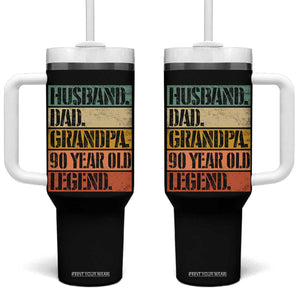 Husband Dad Grandpa 90 Year Old Legend Tumbler With Handle Funny 90th Birthday Fathers Day TS11 One Size: 40 oz Black Print Your Wear