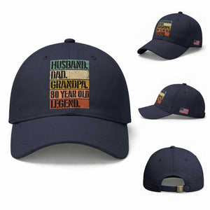 Husband Dad Grandpa 80 Year Old Legend Baseball Cap Funny 80th Birthday Fathers Day TS11 Baseball Cap Universal Fit Navy Print Your Wear