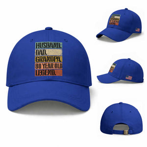 Husband Dad Grandpa 80 Year Old Legend Baseball Cap Funny 80th Birthday Fathers Day TS11 Baseball Cap Universal Fit Royal Blue Print Your Wear