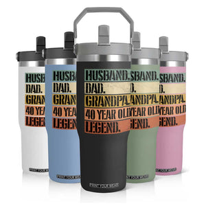 Husband Dad Grandpa 40 Year Old Legend Flip Straw Tumbler Funny 40th Birthday Fathers Day TS11 Print Your Wear