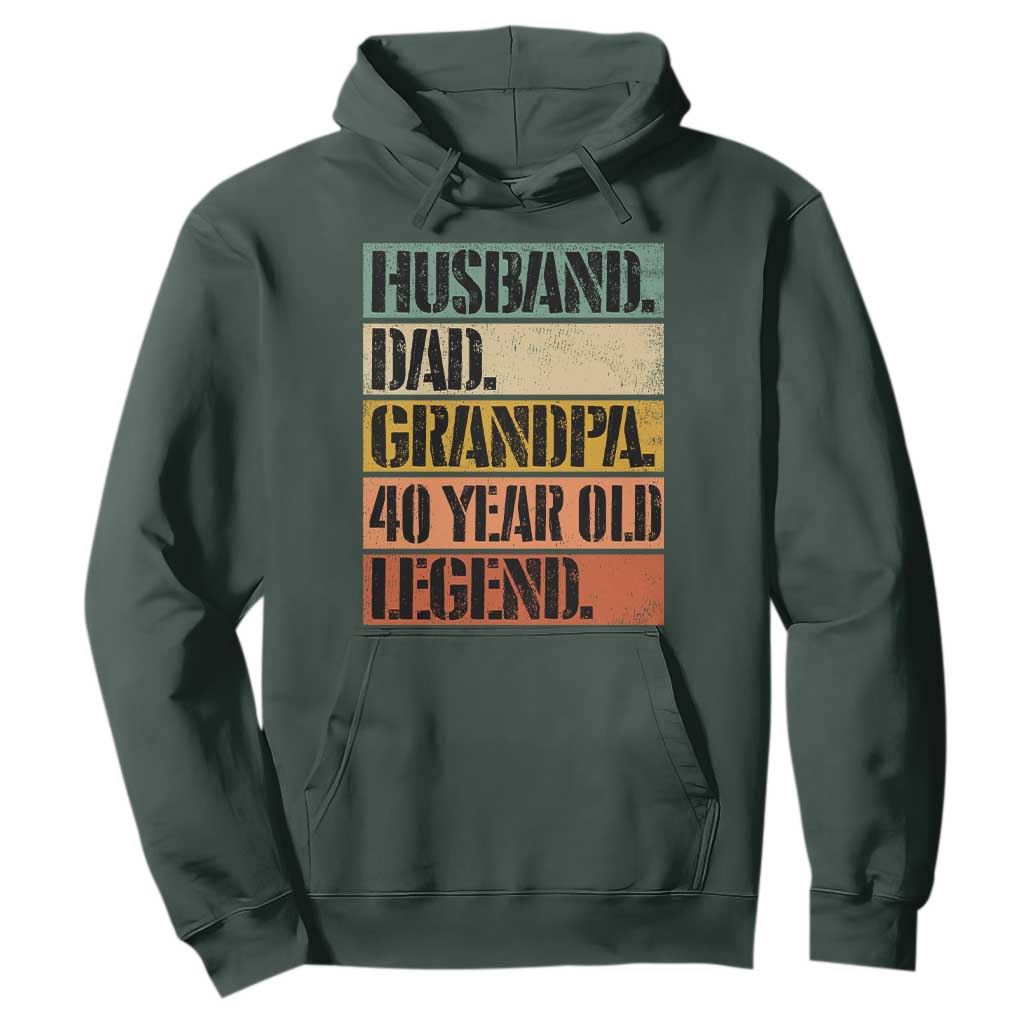 Husband Dad Grandpa 40 Year Old Legend Hoodie Funny 40th Birthday Fathers Day TS11 Dark Forest Green Print Your Wear