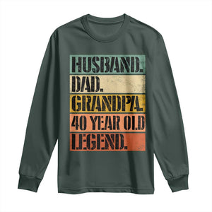 Husband Dad Grandpa 40 Year Old Legend Long Sleeve Shirt Funny 40th Birthday Fathers Day TS11 Dark Forest Green Print Your Wear