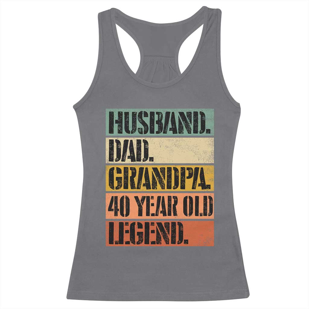 Husband Dad Grandpa 40 Year Old Legend Racerback Tank Top Funny 40th Birthday Fathers Day TS11 Charcoal Print Your Wear