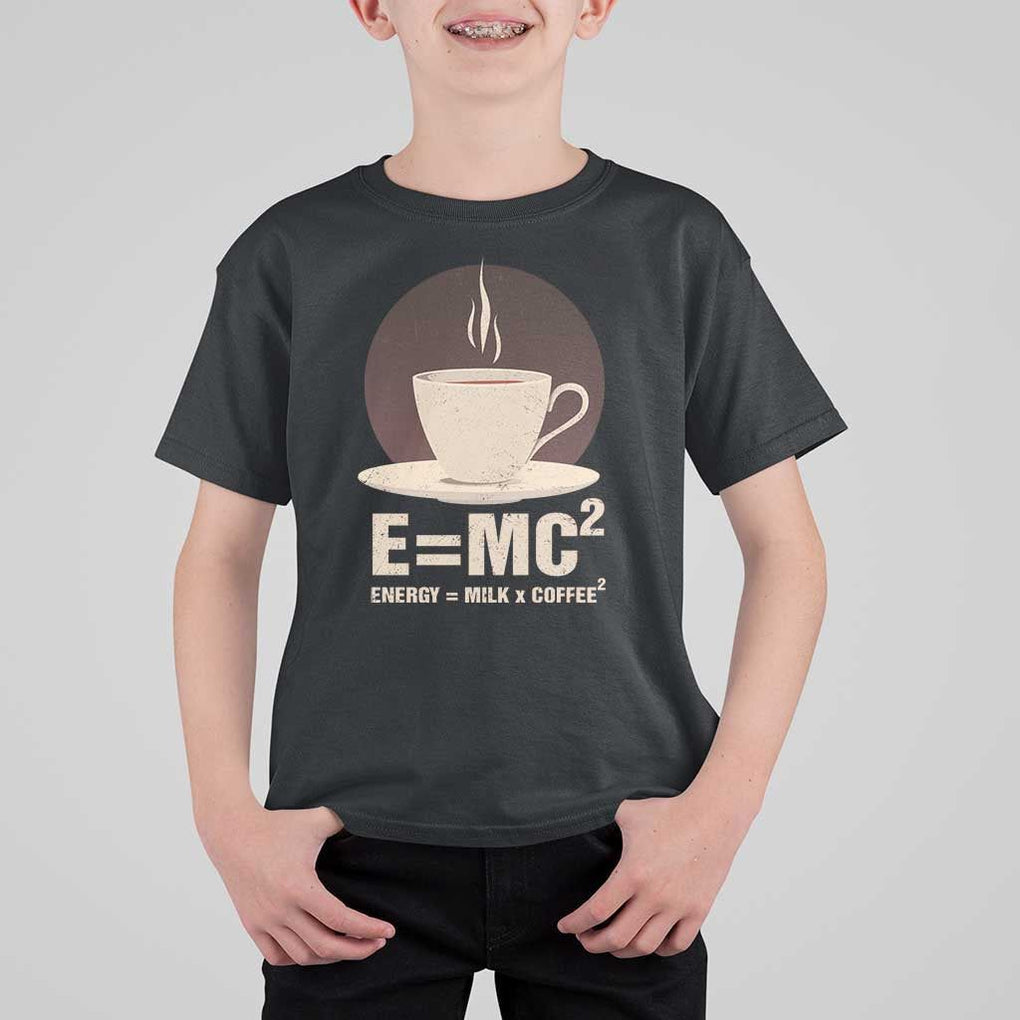 Funny Science T Shirt For Kid E=MC2 Energy Milk Coffee Formula TS11 Black Print Your Wear