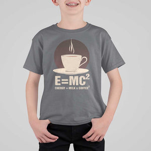 Funny Science T Shirt For Kid E=MC2 Energy Milk Coffee Formula TS11 Charcoal Print Your Wear