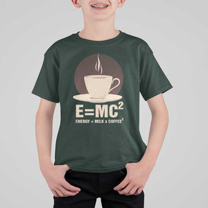 Funny Science T Shirt For Kid E=MC2 Energy Milk Coffee Formula TS11 Dark Forest Green Print Your Wear