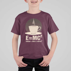 Funny Science T Shirt For Kid E=MC2 Energy Milk Coffee Formula TS11 Maroon Print Your Wear