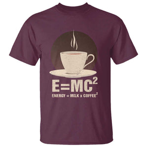 Funny Science T Shirt E=MC2 Energy Milk Coffee Formula TS11 Maroon Print Your Wear