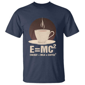 Funny Science T Shirt E=MC2 Energy Milk Coffee Formula TS11 Navy Print Your Wear