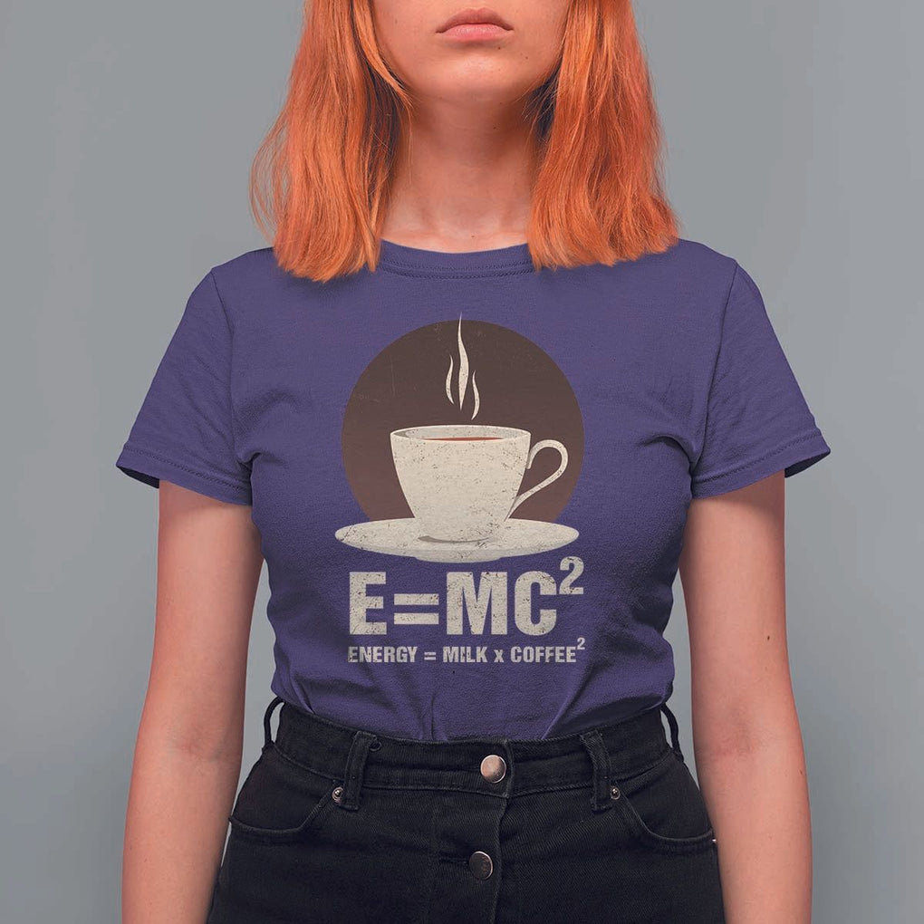 Funny Science T Shirt For Women E=MC2 Energy Milk Coffee Formula TS11 Purple Print Your Wear