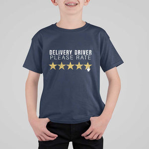 Delivery Driver T Shirt For Kid Please Rate Five Star Food Dash Dash Grub Grocery Deliveries Rating App TS11 Navy Print Your Wear
