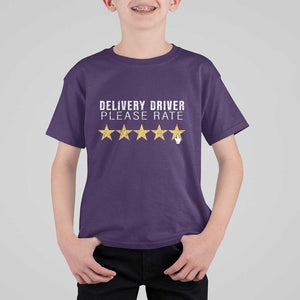 Delivery Driver T Shirt For Kid Please Rate Five Star Food Dash Dash Grub Grocery Deliveries Rating App TS11 Purple Print Your Wear