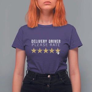 Delivery Driver T Shirt For Women Please Rate Five Star Food Dash Dash Grub Grocery Deliveries Rating App TS11 Purple Print Your Wear