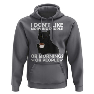Sarcastic Cat Hoodie I Don't Like Morning People Mean Face With Coffee Cup TS11 Charcoal Print Your Wear