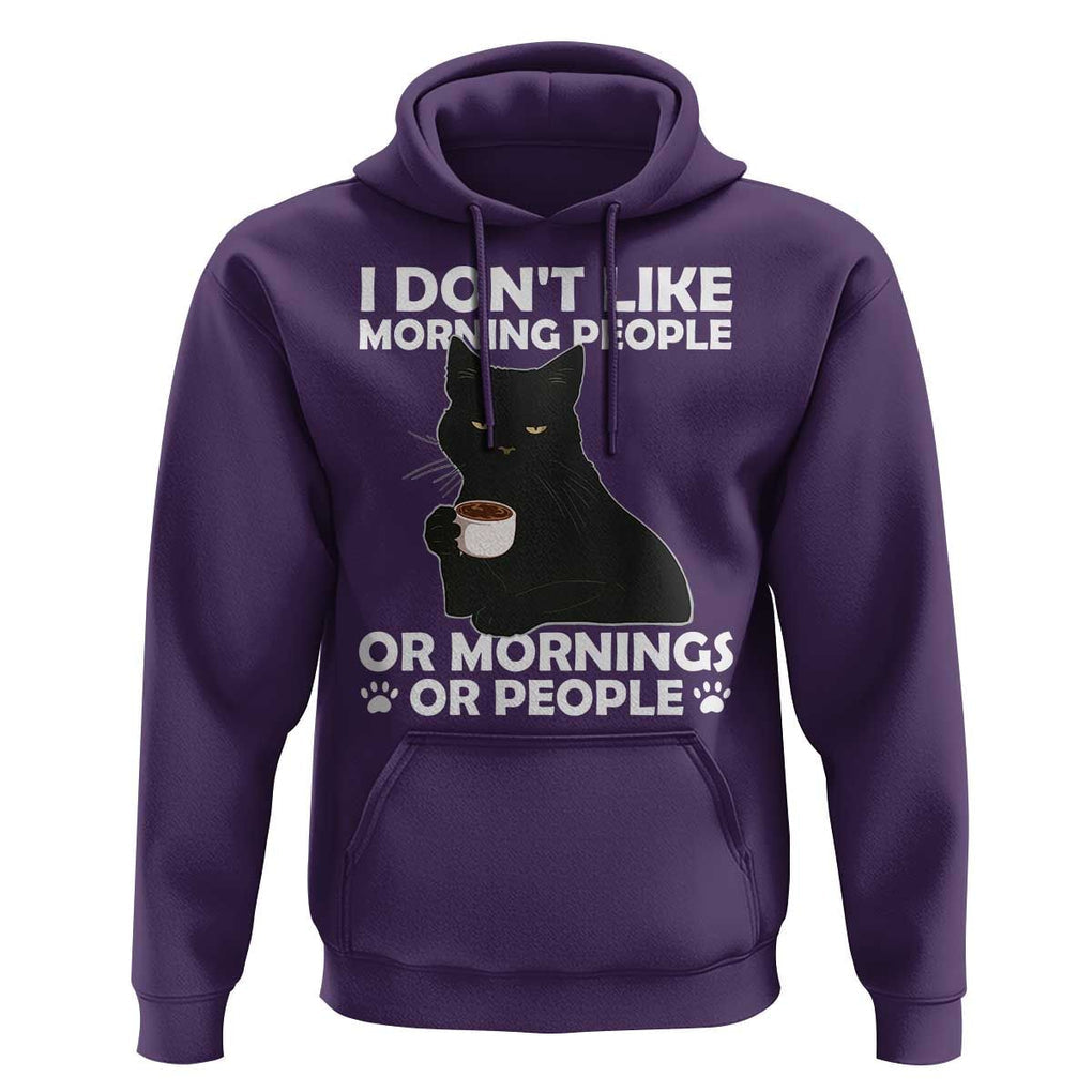 Sarcastic Cat Hoodie I Don't Like Morning People Mean Face With Coffee Cup TS11 Purple Print Your Wear