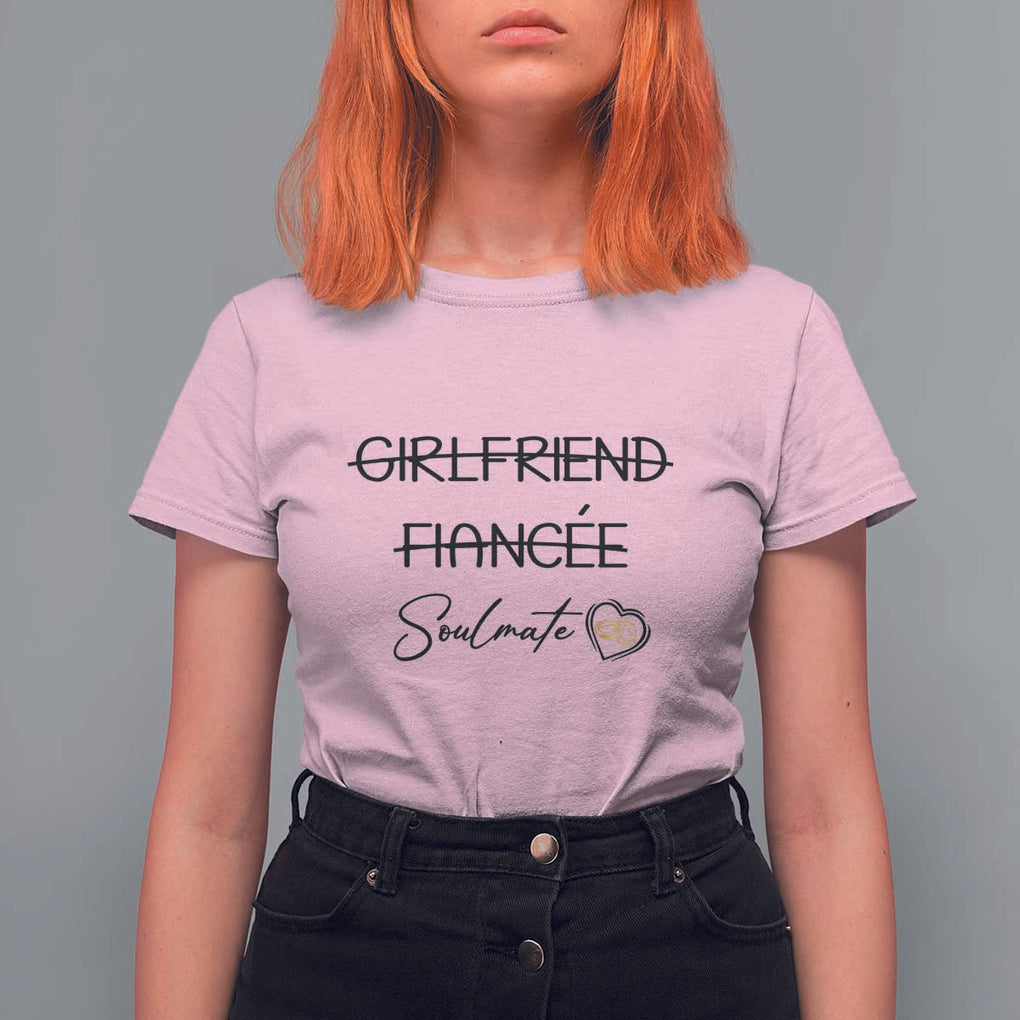 Funny Bride T Shirt For Women Girlfriend Fiance Soulmate Engagement Honeymoon Vacation Diamond Ring TS11 Light Pink Print Your Wear