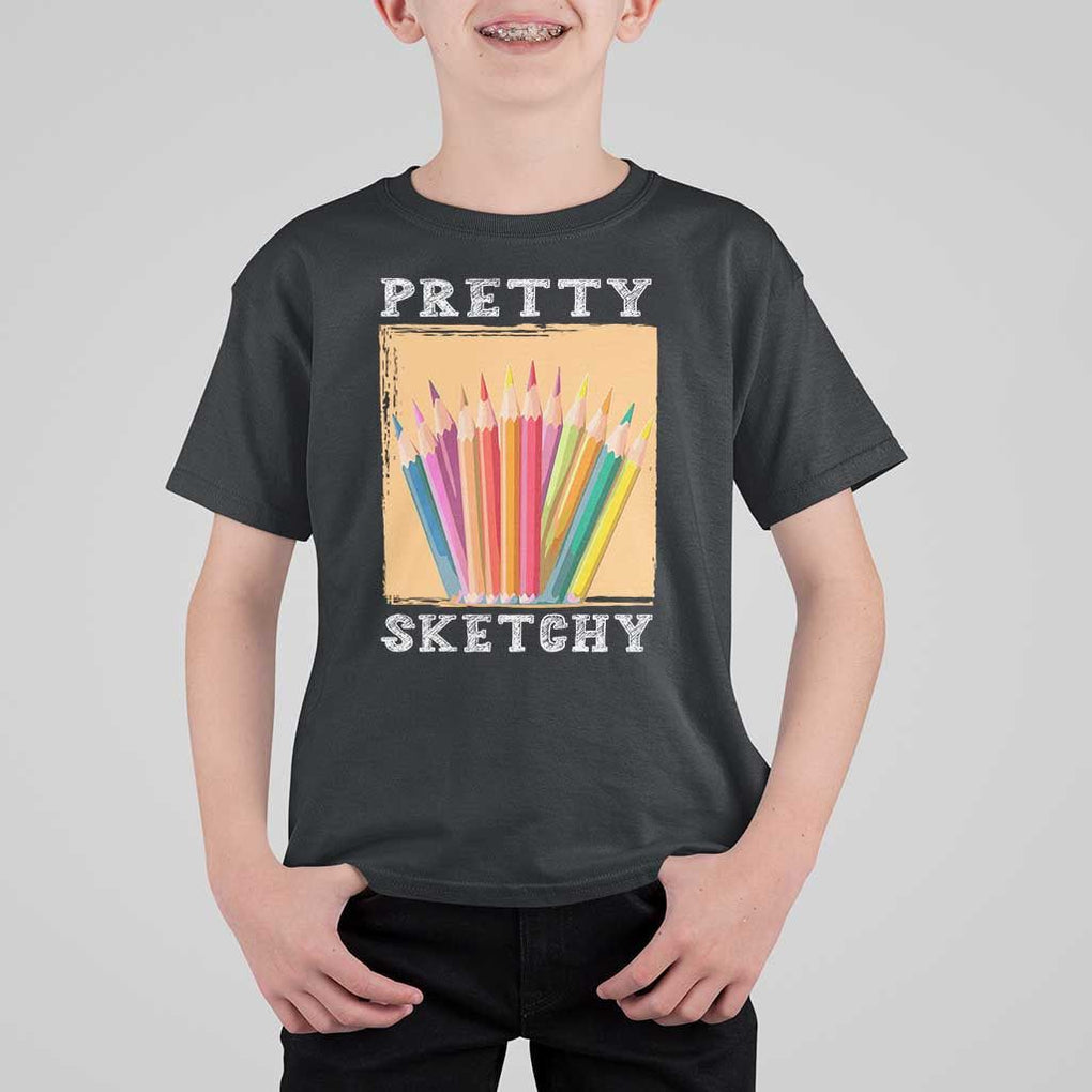 Drawing Pretty Sketchy T Shirt For Kid Artist Sketching Vintage Retro Colored Pencils TS11 Black Print Your Wear
