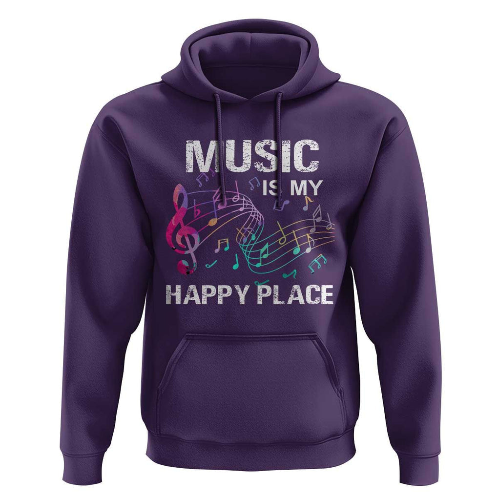 Music Is My Happy Place Hoodie Music Sheet Note Novelty Inspiring TS11 Purple Print Your Wear