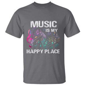 Music Is My Happy Place T Shirt Music Sheet Note Novelty Inspiring TS11 Charcoal Print Your Wear