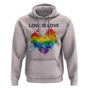 LGBTQ Hoodie Love Is Love Gay Pride LGBT Ally Vintage Rainbow Heart TS11 Ice Gray Print Your Wear