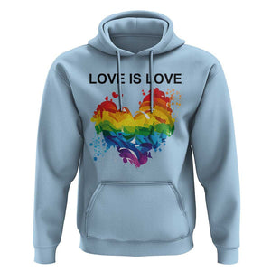 LGBTQ Hoodie Love Is Love Gay Pride LGBT Ally Vintage Rainbow Heart TS11 Light Blue Print Your Wear