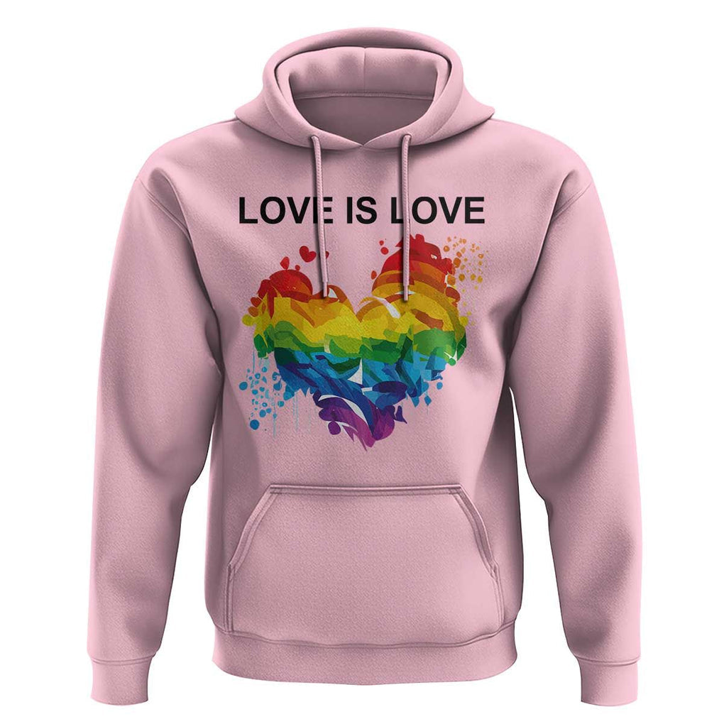 LGBTQ Hoodie Love Is Love Gay Pride LGBT Ally Vintage Rainbow Heart TS11 Light Pink Print Your Wear
