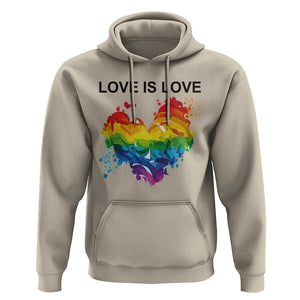 LGBTQ Hoodie Love Is Love Gay Pride LGBT Ally Vintage Rainbow Heart TS11 Sand Print Your Wear