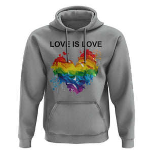 LGBTQ Hoodie Love Is Love Gay Pride LGBT Ally Vintage Rainbow Heart TS11 Sport Gray Print Your Wear