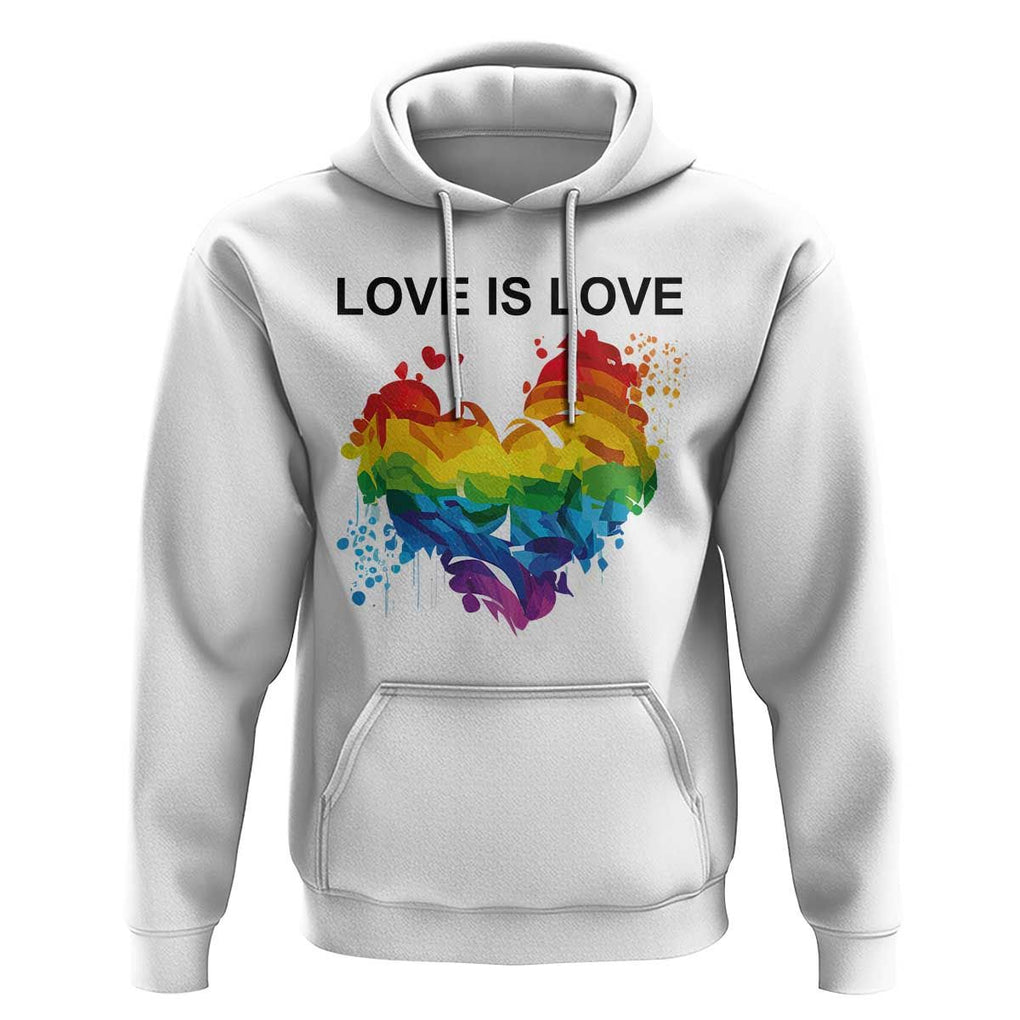 LGBTQ Hoodie Love Is Love Gay Pride LGBT Ally Vintage Rainbow Heart TS11 White Print Your Wear