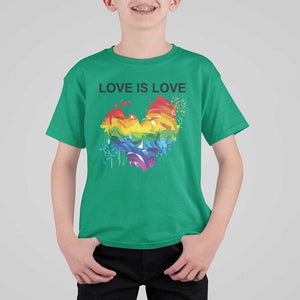 LGBTQ T Shirt For Kid Love Is Love Gay Pride LGBT Ally Vintage Rainbow Heart TS11 Irish Green Print Your Wear