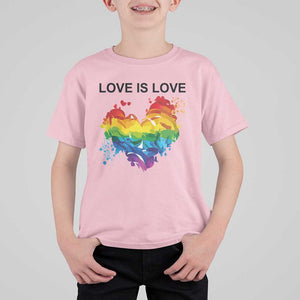 LGBTQ T Shirt For Kid Love Is Love Gay Pride LGBT Ally Vintage Rainbow Heart TS11 Light Pink Print Your Wear
