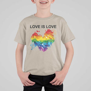 LGBTQ T Shirt For Kid Love Is Love Gay Pride LGBT Ally Vintage Rainbow Heart TS11 Sand Print Your Wear