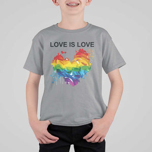 LGBTQ T Shirt For Kid Love Is Love Gay Pride LGBT Ally Vintage Rainbow Heart TS11 Sport Gray Print Your Wear