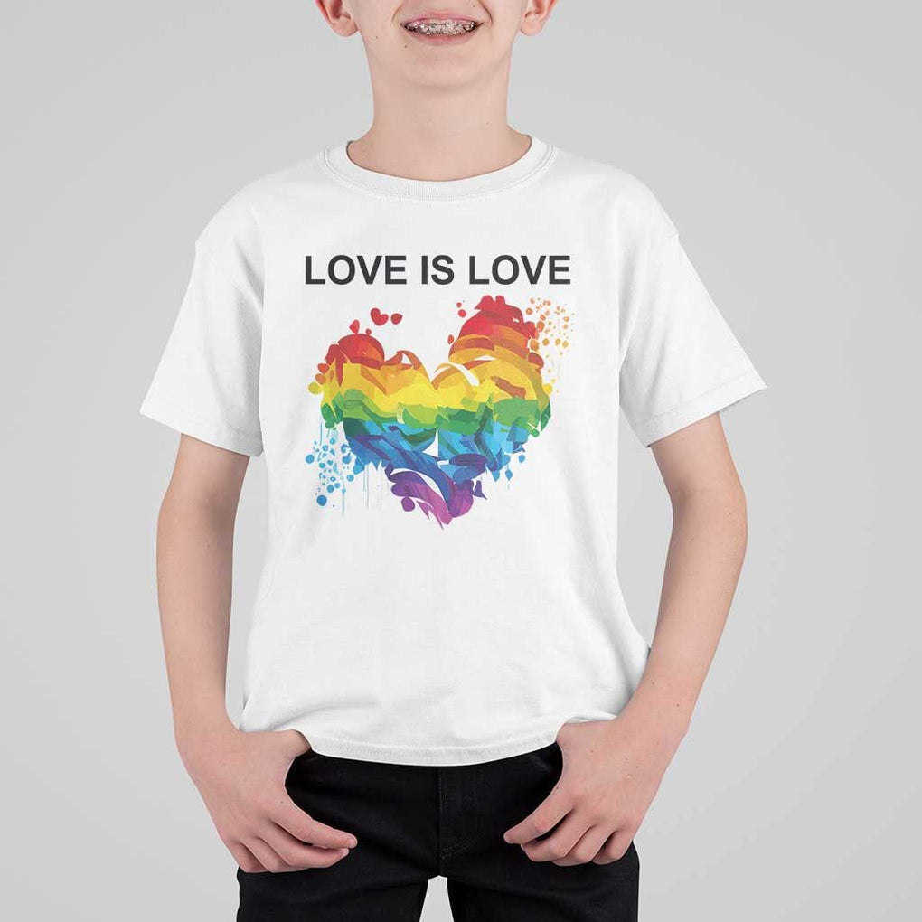 LGBTQ T Shirt For Kid Love Is Love Gay Pride LGBT Ally Vintage Rainbow Heart TS11 White Print Your Wear
