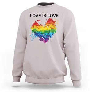 LGBTQ Sweatshirt Love Is Love Gay Pride LGBT Ally Vintage Rainbow Heart TS11 Ice Gray Print Your Wear