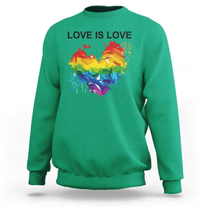 LGBTQ Sweatshirt Love Is Love Gay Pride LGBT Ally Vintage Rainbow Heart TS11 Irish Green Print Your Wear
