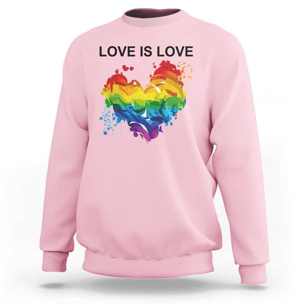 LGBTQ Sweatshirt Love Is Love Gay Pride LGBT Ally Vintage Rainbow Heart TS11 Light Pink Print Your Wear