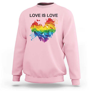 LGBTQ Sweatshirt Love Is Love Gay Pride LGBT Ally Vintage Rainbow Heart TS11 Light Pink Print Your Wear