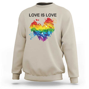 LGBTQ Sweatshirt Love Is Love Gay Pride LGBT Ally Vintage Rainbow Heart TS11 Sand Print Your Wear