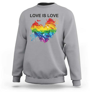 LGBTQ Sweatshirt Love Is Love Gay Pride LGBT Ally Vintage Rainbow Heart TS11 Sport Gray Print Your Wear