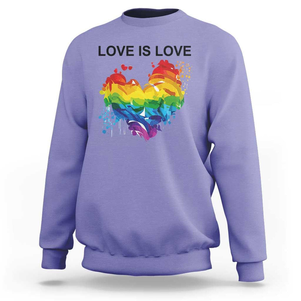 LGBTQ Sweatshirt Love Is Love Gay Pride LGBT Ally Vintage Rainbow Heart TS11 Violet Print Your Wear