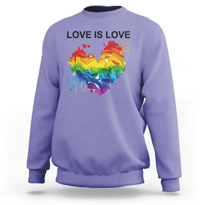 LGBTQ Sweatshirt Love Is Love Gay Pride LGBT Ally Vintage Rainbow Heart TS11 Violet Print Your Wear