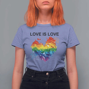 LGBTQ T Shirt For Women Love Is Love Gay Pride LGBT Ally Vintage Rainbow Heart TS11 Violet Print Your Wear