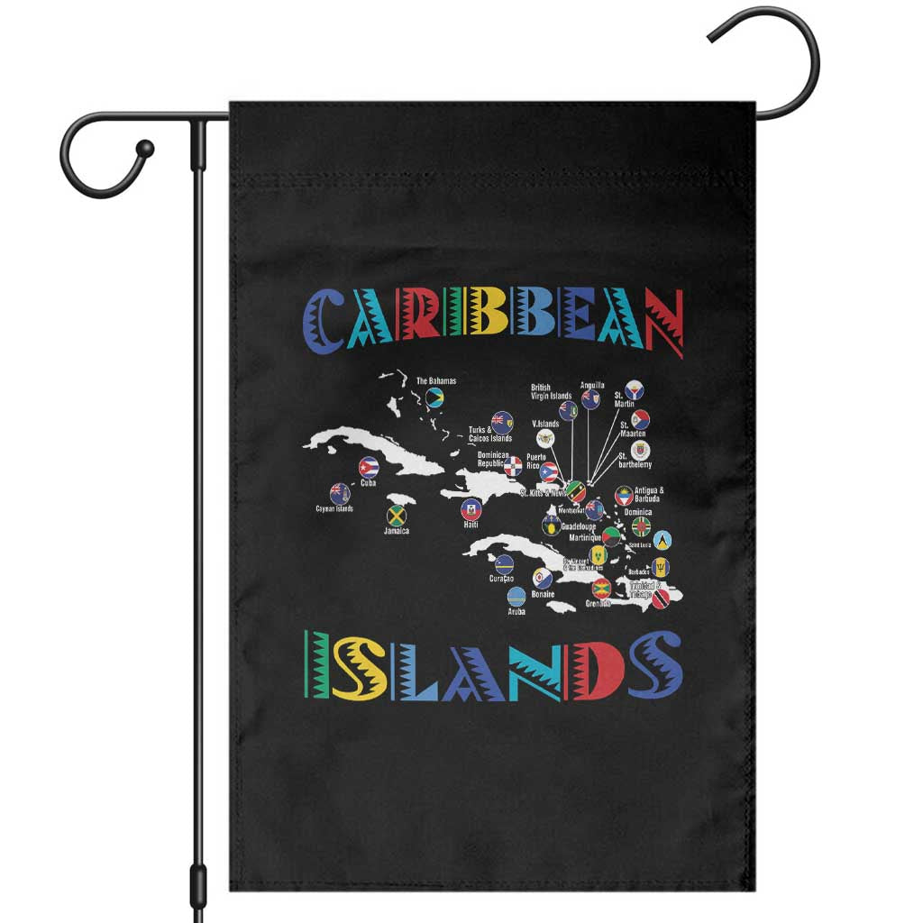 Funny Caribbean Islands Garden Flag Caribbean Sea Tour Map Flag TS11 Black Print Your Wear