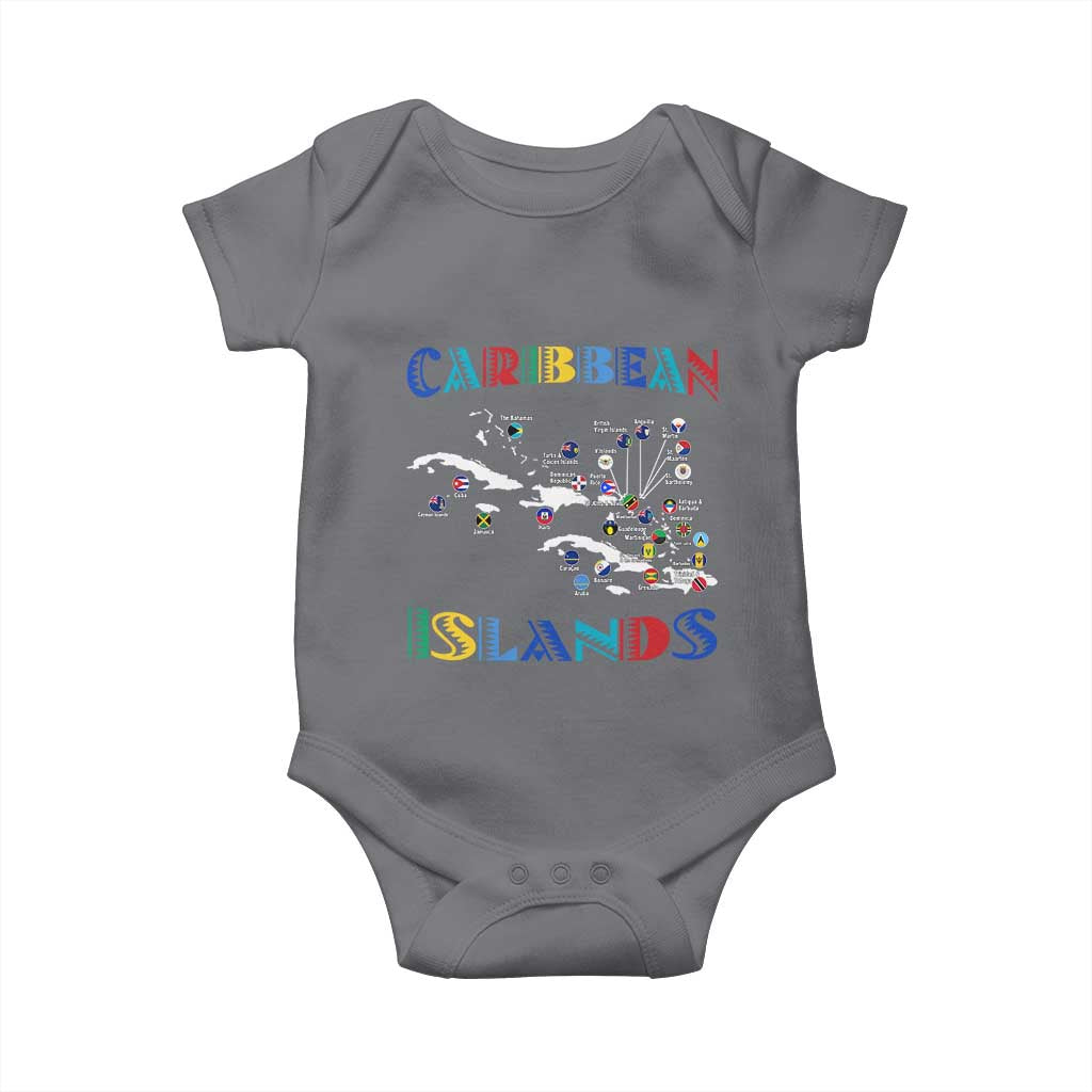 Caribbean Islands Baby Onesie Caribbean Sea Tour Map Flag TS11 Charcoal Print Your Wear