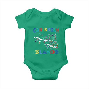 Caribbean Islands Baby Onesie Caribbean Sea Tour Map Flag TS11 Irish Green Print Your Wear