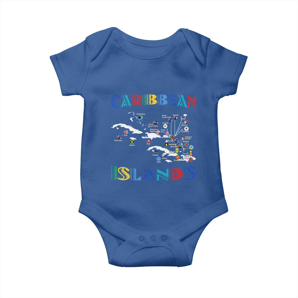 Caribbean Islands Baby Onesie Caribbean Sea Tour Map Flag TS11 Royal Blue Print Your Wear