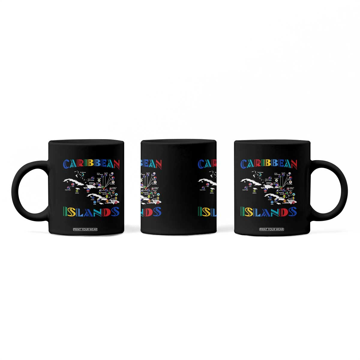 Caribbean Islands Coffee Mug Caribbean Sea Tour Map Flag TS11 Print Your Wear