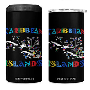 Caribbean Islands 4 in 1 Can Cooler Tumbler Caribbean Sea Tour Map Flag TS11 One Size: 16 oz Black Print Your Wear
