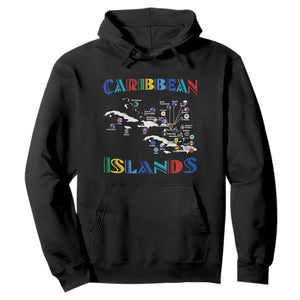 Caribbean Islands Hoodie Caribbean Sea Tour Map Flag TS11 Black Print Your Wear